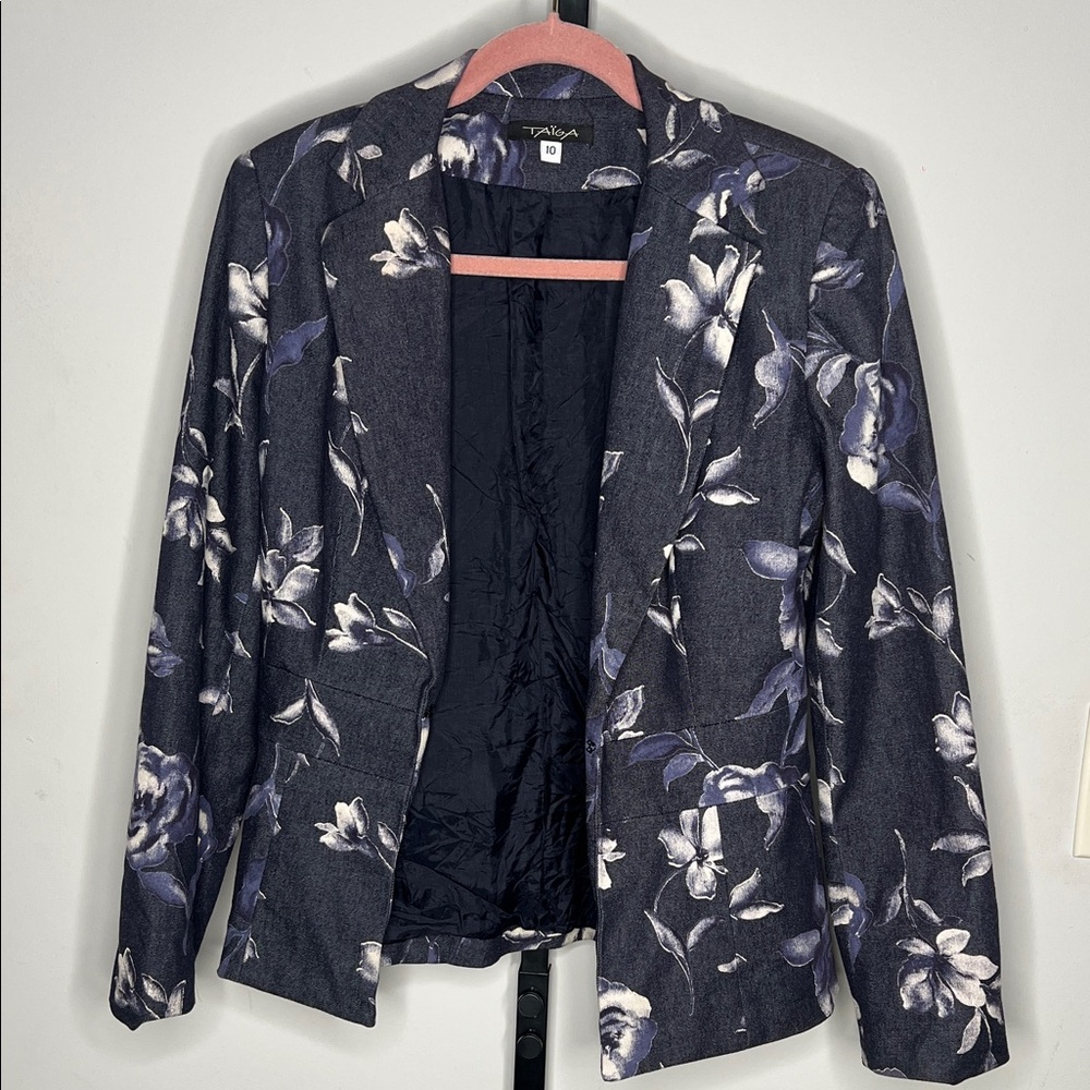 Women's Floral Blazer - Black and Blue